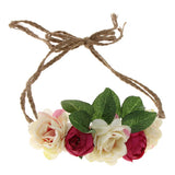 Maxbell Beach Headband Flower Hair Wreaths Wedding Headwear Headpiece Rose red