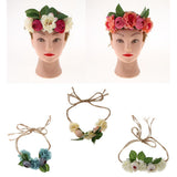 Maxbell Beach Headband Flower Hair Wreaths Wedding Headwear Headpiece Rose red