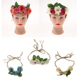 Maxbell Beach Headband Flower Hair Wreaths Wedding Headwear Headpiece Rose red