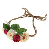 Maxbell Beach Headband Flower Hair Wreaths Wedding Headwear Headpiece Rose red