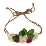 Maxbell Beach Headband Flower Hair Wreaths Wedding Headwear Headpiece Rose red