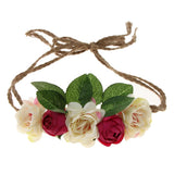 Maxbell Beach Headband Flower Hair Wreaths Wedding Headwear Headpiece Rose red
