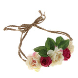 Maxbell Beach Headband Flower Hair Wreaths Wedding Headwear Headpiece Rose red