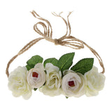 Maxbell Beach Headband Flower Hair Wreaths Wedding Headwear Headpiece Beige