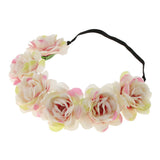 Maxbell Wedding Headband Flower Hair Wreaths Flower Floral Crown Headpiece - Pink