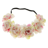 Maxbell Wedding Headband Flower Hair Wreaths Flower Floral Crown Headpiece - Pink