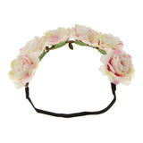 Maxbell Wedding Headband Flower Hair Wreaths Flower Floral Crown Headpiece - Pink