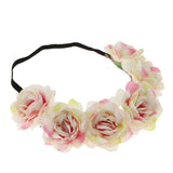Maxbell Wedding Headband Flower Hair Wreaths Flower Floral Crown Headpiece - Pink