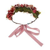 Maxbell Wedding Flower Forehead Garland Bracelet Hand Flowers Accessories Red