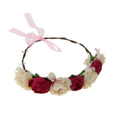Maxbell Bridal Silk Camellia Flower Wreath Wedding Hair Accessories Rose Red