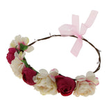 Maxbell Bridal Silk Camellia Flower Wreath Wedding Hair Accessories Rose Red