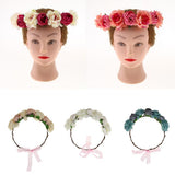 Maxbell Bridal Silk Camellia Flower Wreath Wedding Hair Accessories Rose Red