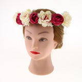 Maxbell Bridal Silk Camellia Flower Wreath Wedding Hair Accessories Rose Red