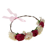 Maxbell Bridal Silk Camellia Flower Wreath Wedding Hair Accessories Rose Red