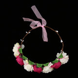 Maxbell Bridal Silk Camellia Flower Wreath Wedding Hair Accessories Rose Red