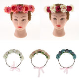 Maxbell Bridal Silk Camellia Flower Wreath Wedding Hair Accessories Rose Red