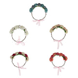 Maxbell Bridal Silk Camellia Flower Wreath Wedding Hair Accessories Rose Red