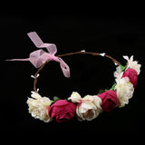 Maxbell Bridal Silk Camellia Flower Wreath Wedding Hair Accessories Rose Red