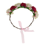 Maxbell Bridal Silk Camellia Flower Wreath Wedding Hair Accessories Rose Red