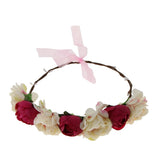 Maxbell Bridal Silk Camellia Flower Wreath Wedding Hair Accessories Rose Red