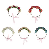 Maxbell Bridal Silk Camellia Flower Wreath Wedding Hair Accessories Rose Red