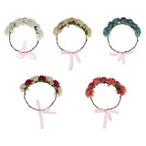 Maxbell Bridal Silk Camellia Flower Wreath Wedding Hair Accessories Rose Red