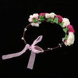 Maxbell Bridal Silk Camellia Flower Wreath Wedding Hair Accessories Rose Red