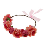 Maxbell Bridal Silk Camellia Flower Wreath Wedding Hair Accessories Watermelon Red