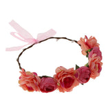 Maxbell Bridal Silk Camellia Flower Wreath Wedding Hair Accessories Watermelon Red