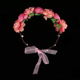 Maxbell Bridal Silk Camellia Flower Wreath Wedding Hair Accessories Watermelon Red