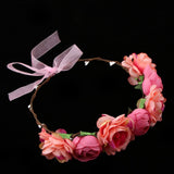 Maxbell Bridal Silk Camellia Flower Wreath Wedding Hair Accessories Watermelon Red