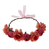 Maxbell Bridal Silk Camellia Flower Wreath Wedding Hair Accessories Watermelon Red