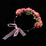 Maxbell Bridal Silk Camellia Flower Wreath Wedding Hair Accessories Watermelon Red
