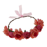 Maxbell Bridal Silk Camellia Flower Wreath Wedding Hair Accessories Watermelon Red