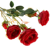 Maxbell Artificial Rose Silk Flower Bridal Bouquet for Home Wedding Decor Red