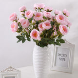 Maxbell Artificial Rose Silk Flower Bridal Bouquet for Home Wedding Decor Pink