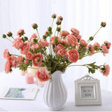 Maxbell 8 Heads Artificial Silk Flowers Leaf Rose Wedding Floral Decor Bouquet Pink