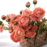 Maxbell 8 Heads Artificial Silk Flowers Leaf Rose Wedding Floral Decor Bouquet Pink