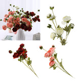 Maxbell 8 Heads Artificial Silk Flowers Leaf Rose Wedding Floral Decor Bouquet Pink