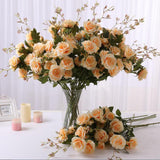 Maxbell Simulation Silk Rose Flower DIY Bouquet Wedding Home Decoration Champagne