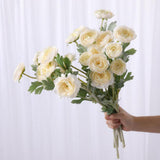 Maxbell Simulation Flower with Leaves Home Wedding Decor Bridal Bouquet Champagne