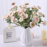 Maxbell Simulation Flower with Leaves Home Wedding Decor Bridal Bouquet Pink