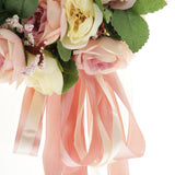 Maxbell Heart Shape Artificial Silk Rose Flower Wreath Home Wedding Decor Pink