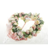 Maxbell Heart Shape Artificial Silk Rose Flower Wreath Home Wedding Decor Pink