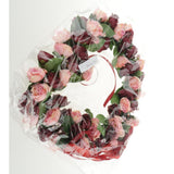 Maxbell Heart Shape Artificial Silk Rose Flower Wreath Home Wedding Decor Wine Red