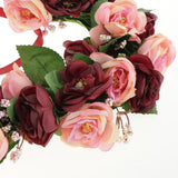 Maxbell Heart Shape Artificial Silk Rose Flower Wreath Home Wedding Decor Wine Red