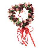 Maxbell Heart Shape Artificial Silk Rose Flower Wreath Home Wedding Decor Wine Red
