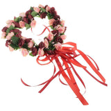 Maxbell Heart Shape Artificial Silk Rose Flower Wreath Home Wedding Decor Wine Red