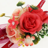 Max Artificial Bride Groom Silk Wrist Corsage Wedding Hand Flowers Red