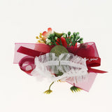 Max Artificial Bride Groom Silk Wrist Corsage Wedding Hand Flowers Red
